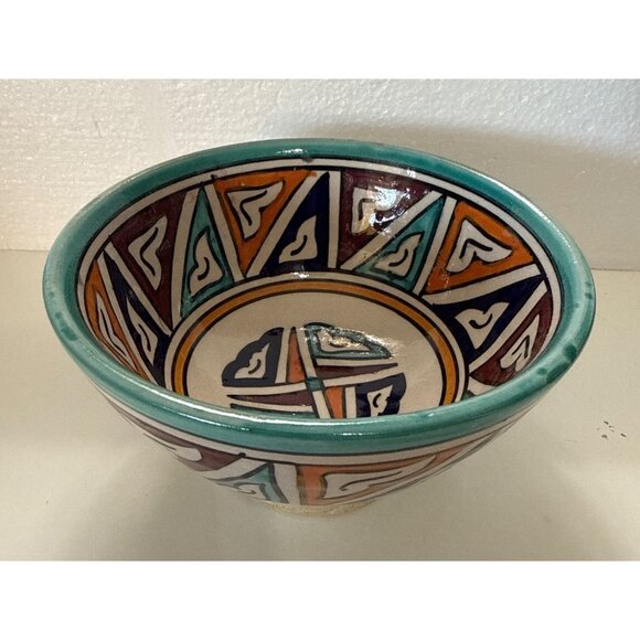 Set Of 4 Hand-Painted Moroccan Ceramic Bowls 5” From City of Fez - Picture 6 of 10